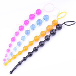 Explore new dimensions of pleasure with the Transparent Ten Bead Pull Bead Anal Plug.