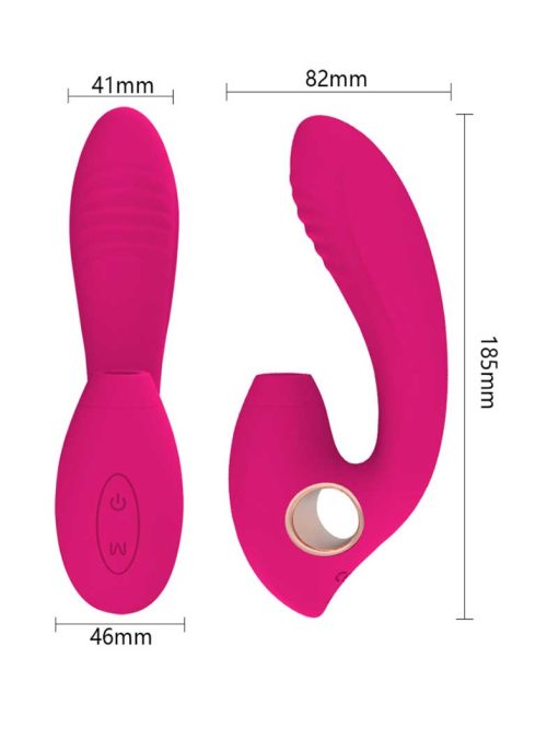 Dildo-shaped vibrator with sucking function for enhanced pleasure