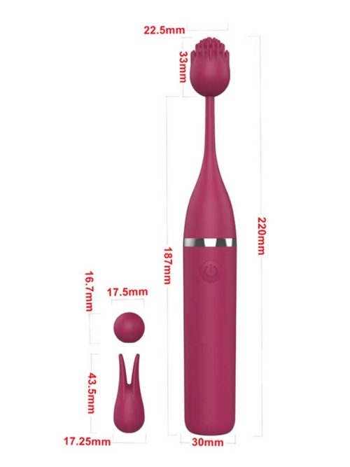 A versatile clitoral vibrator featuring three interchangeable heads, allowing for customizable sensations and varied stimulation experiences