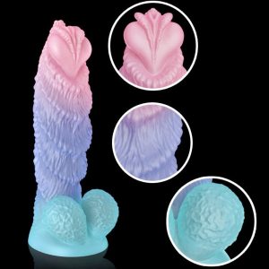 Silicone dildo with textured surface for enhanced stimulation and pleasure