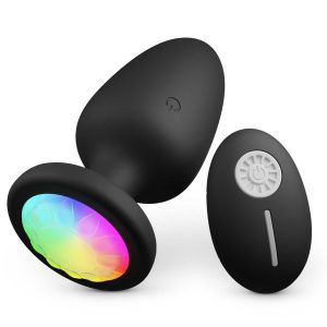 Vibrating anal plug with colorful LED lights, designed for enhanced pleasure and a visually stimulating experience