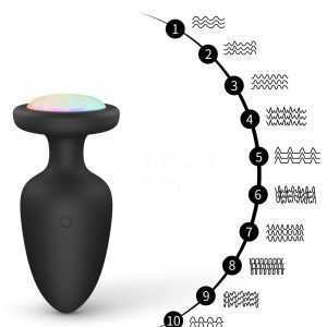 Vibrating anal plug with colorful LED lights, designed for enhanced pleasure and a visually stimulating experience