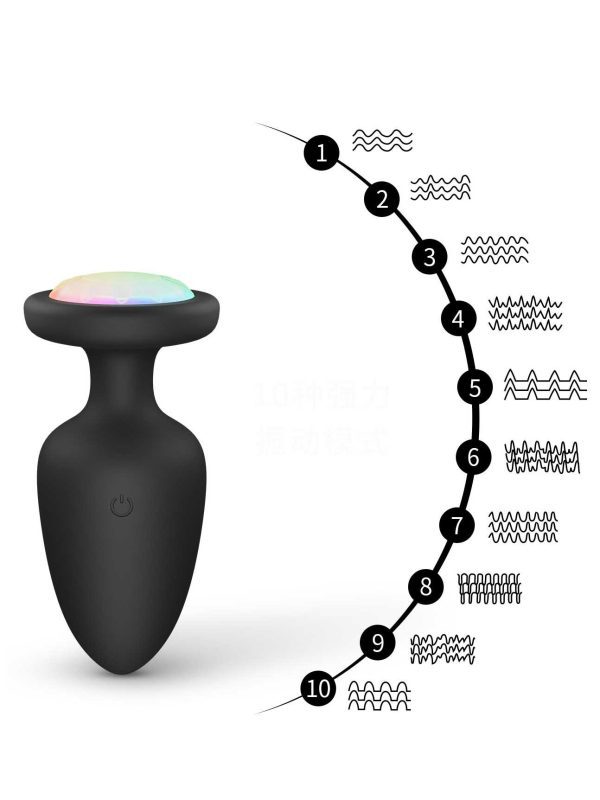 Vibrating anal plug with colorful LED lights, designed for enhanced pleasure and a visually stimulating experience