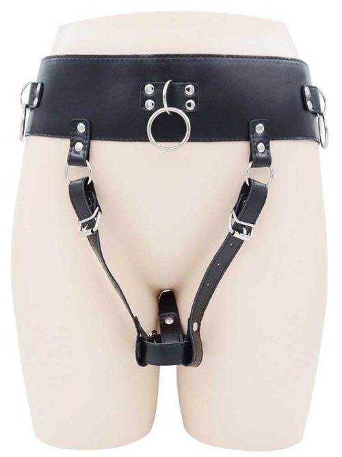 Adjustable Strap-on harness for holding vibrator or dildo