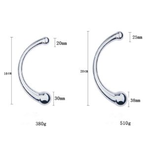 Double-head metal anal plug designed for versatile pleasure, featuring a sleek and polished finish