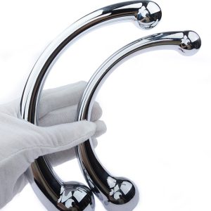 Double-head metal anal plug designed for versatile pleasure, featuring a sleek and polished finish