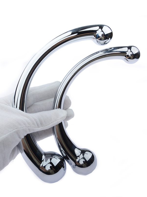 Double-head metal anal plug designed for versatile pleasure, featuring a sleek and polished finish