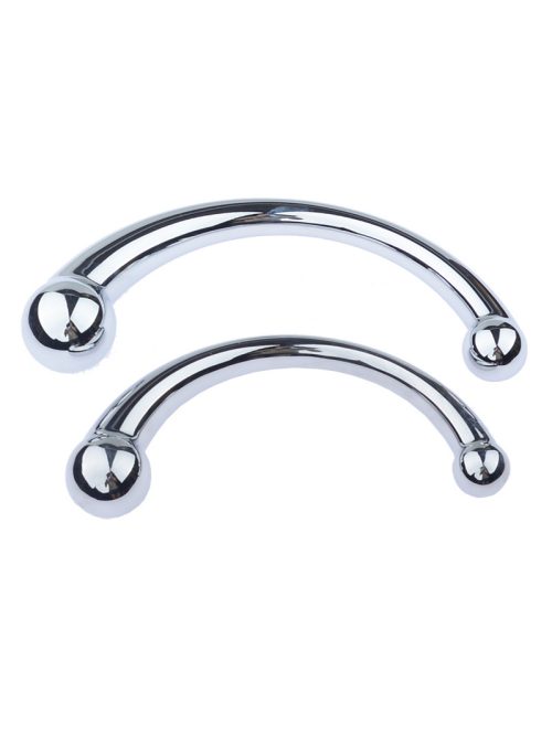 Double-head metal anal plug designed for versatile pleasure, featuring a sleek and polished finish