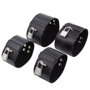 Bondage handcuffs and ankle cuffs with metal pipes
