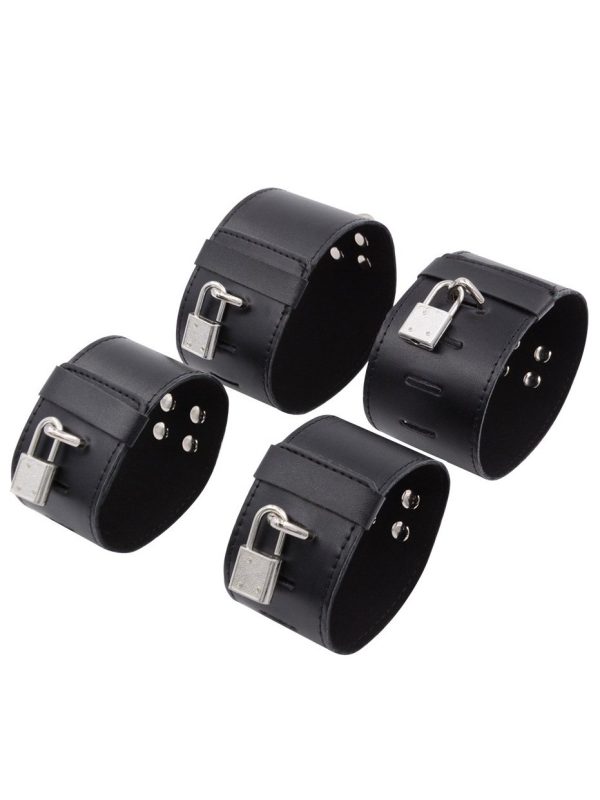 Bondage handcuffs and ankle cuffs with metal pipes