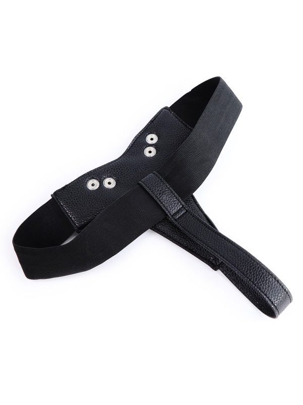 Black Strap-On Harness with steel rings designed for enhanced support and a bold aesthetic in intimate wear