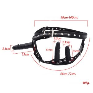 Black Strap-On harness with dildo designed for enhanced support and a bold aesthetic in intimate wear