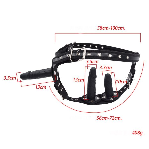 Black Strap-On harness with dildo designed for enhanced support and a bold aesthetic in intimate wear
