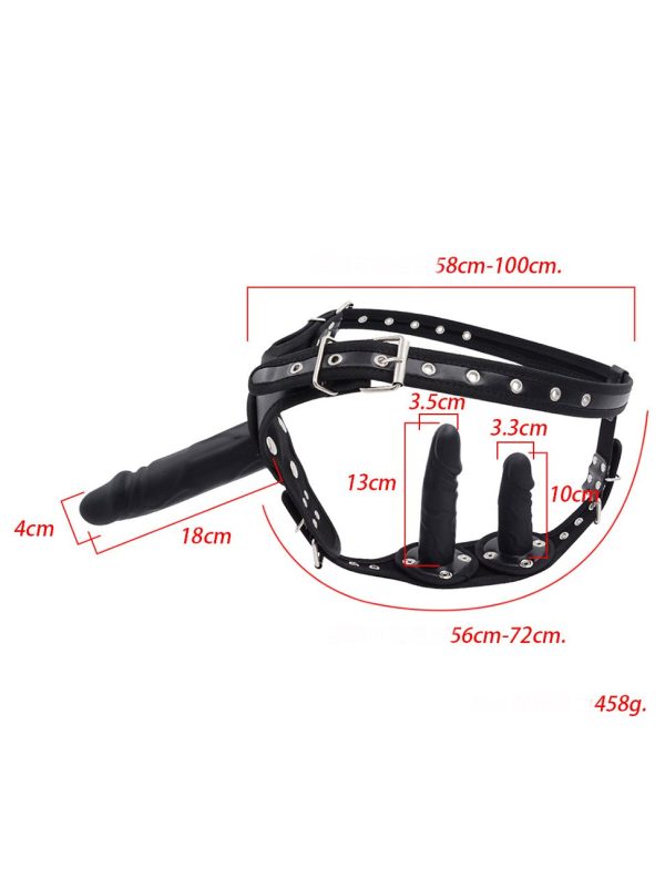 Black Strap-On harness with dildo designed for enhanced support and a bold aesthetic in intimate wear