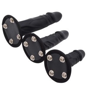 Black Strap-On harness with dildo designed for enhanced support and a bold aesthetic in intimate wear