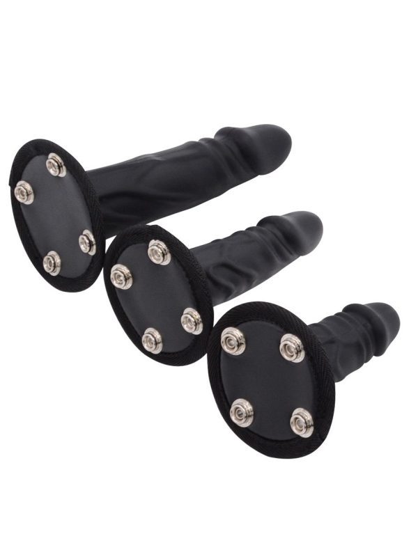 Black Strap-On harness with dildo designed for enhanced support and a bold aesthetic in intimate wear