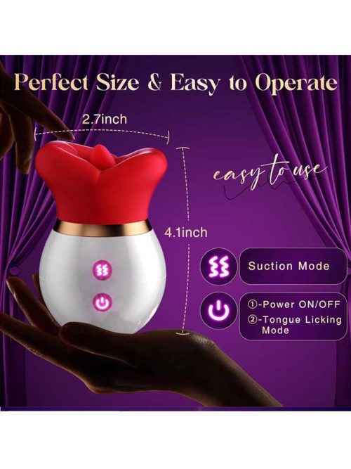 Red vibrator shaped like luscious lips, combining playful design with powerful sensations for an enticing experience