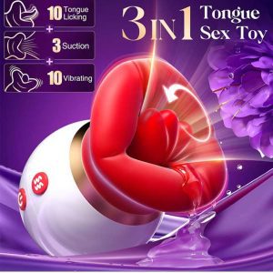 First-Kiss-Vibrator-02 Red vibrator shaped like luscious lips, combining playful design with powerful sensations for an enticing experience
