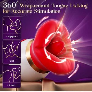 First-Kiss-Vibrator-03 Red vibrator shaped like luscious lips, combining playful design with powerful sensations for an enticing experience