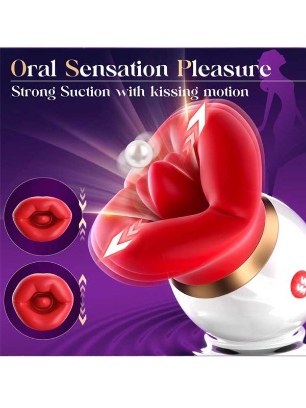 First-Kiss-Vibrator-04 Red vibrator shaped like luscious lips, combining playful design with powerful sensations for an enticing experience