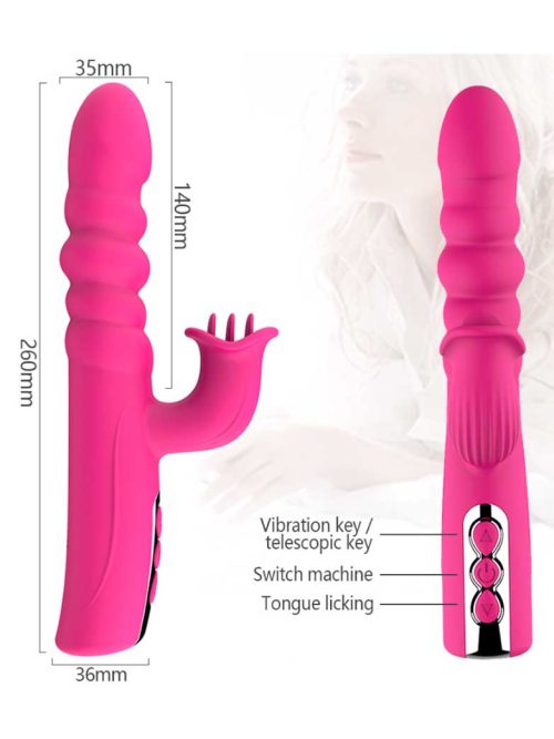 A dildo vibrator equipped with a licking function, designed to provide realistic sensations and enhance pleasure