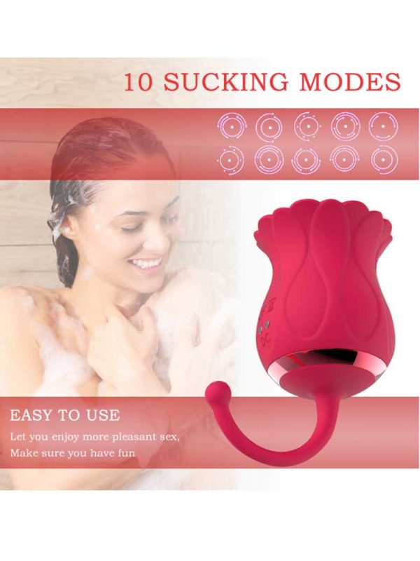 Flowers-Sucking-Vibrator-02 Rose-shaped vibrator, elegantly designed to combine beauty and pleasure, featuring soft contours for a delightful experience