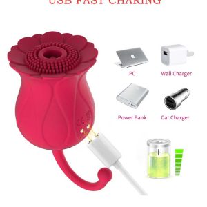 Flowers-Sucking-Vibrator-03 Rose-shaped vibrator, elegantly designed to combine beauty and pleasure, featuring soft contours for a delightful experience