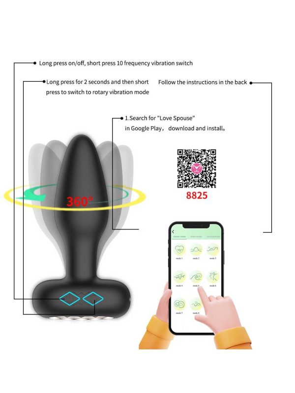 Remote-controlled vibrating anal plug, designed for hands-free pleasure and customizable stimulation from a distance