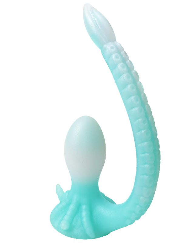 Unique glowing dildo design showcasing its smooth contours and vibrant luminescence