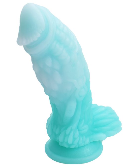 Unique glowing dildo design showcasing its smooth contours and vibrant luminescence