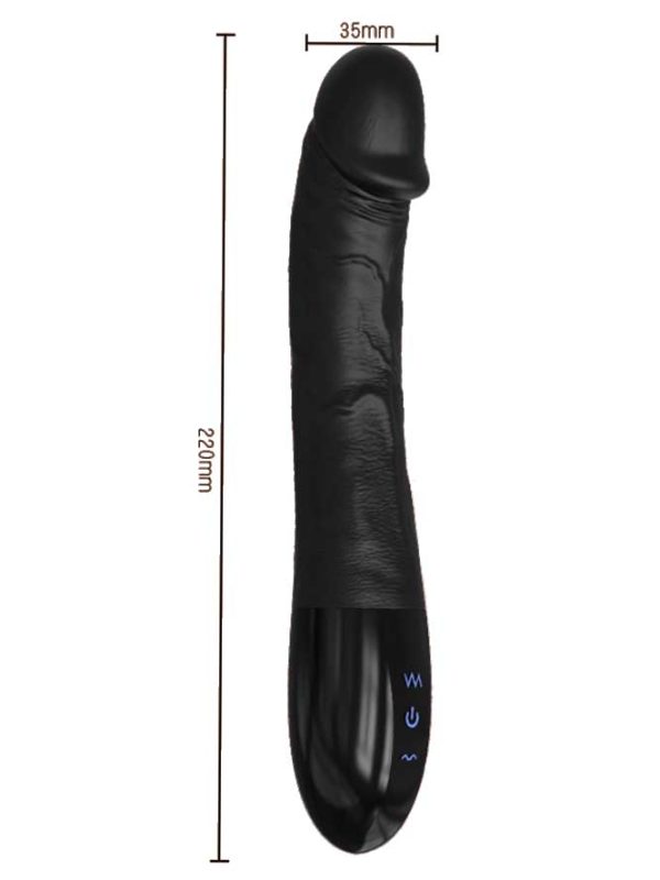 Good Feeling Vibrator-01 A black dildo-shaped vibrator, designed for realistic sensations with smooth contours and powerful vibrations for enhanced pleasure
