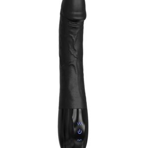 Good-Feeling-Vibrator A black dildo-shaped vibrator, designed for realistic sensations with smooth contours and powerful vibrations for enhanced pleasure