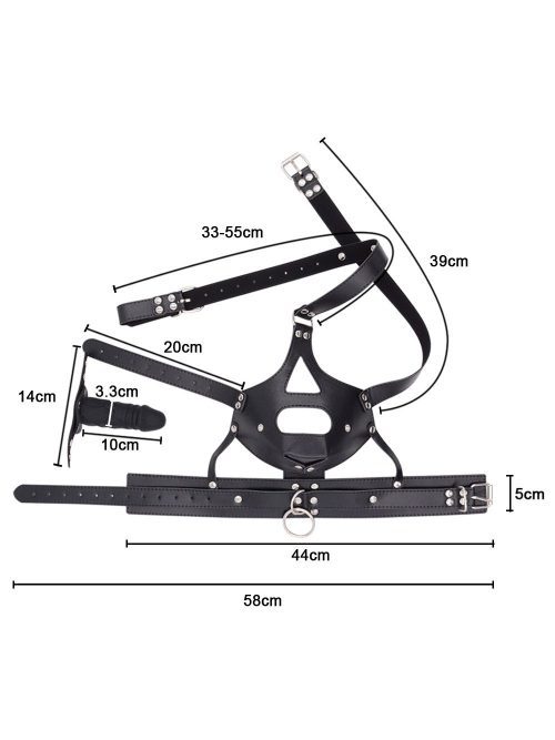 A harness-style dildo gag designed for pleasure and stimulation
