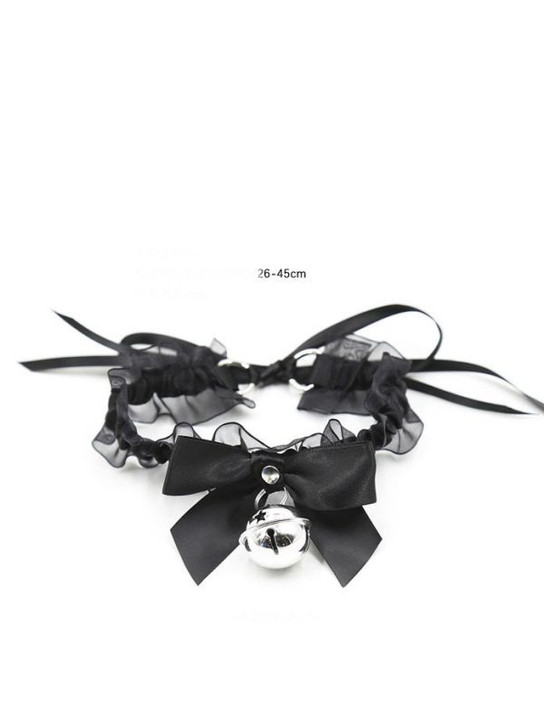Lace-Bell-Collar-01 Lace collar with a bell, combining elegance and playful charm for a unique accessory
