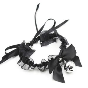 Lace-Bell-Collar-02 Lace collar with a bell, combining elegance and playful charm for a unique accessory