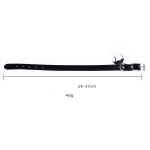 Leather Collar featuring a black&white bell