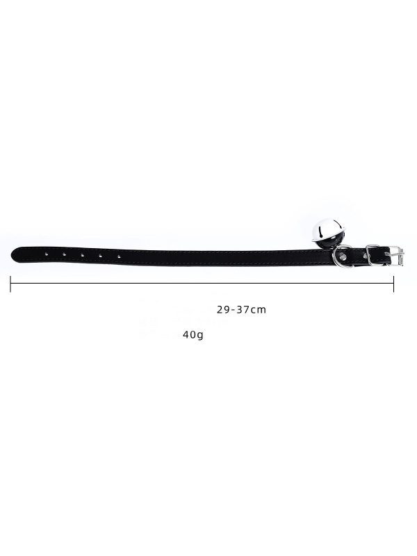 Leather Collar featuring a black&white bell