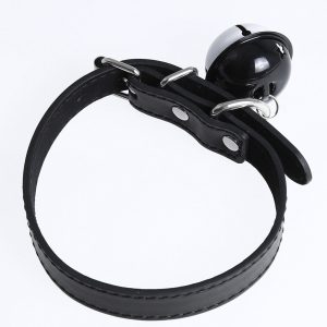 Leather Collar featuring a black&white bell