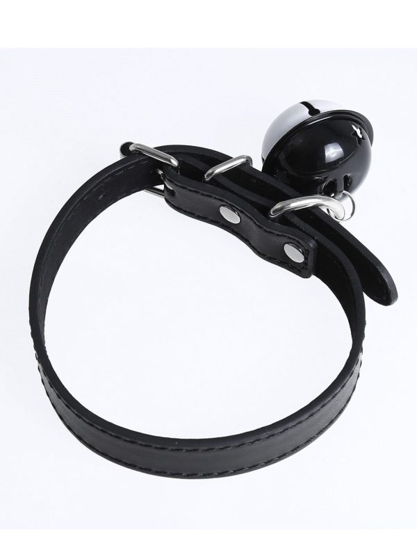 Leather Collar featuring a black&white bell