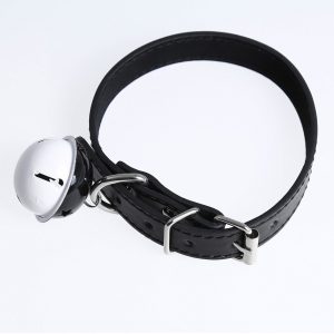 Leather Collar featuring a black&white bell