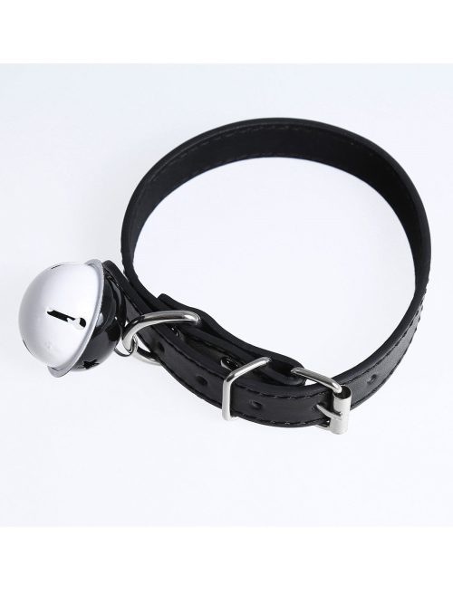 Leather Collar featuring a black&white bell
