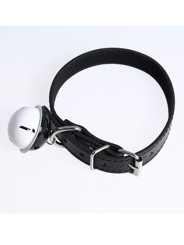 Leather Collar featuring a black&white bell