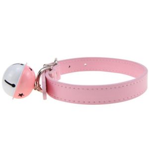 Leather Collar featuring a black&white bell