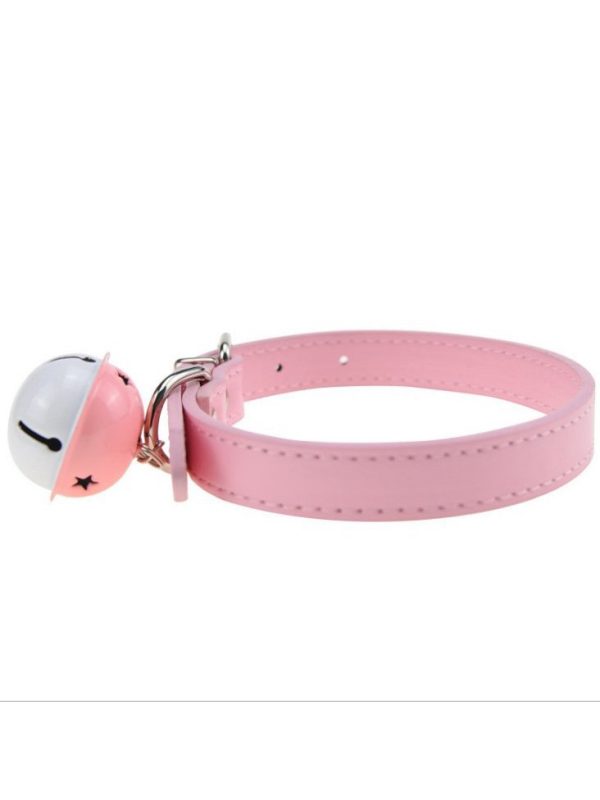 Leather Collar featuring a black&white bell