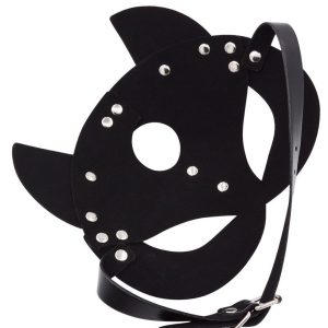 Leather-Fox-Mask-02 Leather fox mask featuring intricate details and a playful design