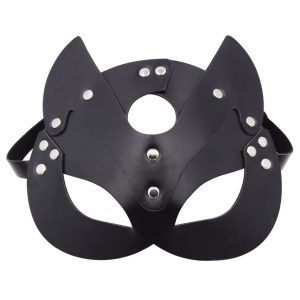 Leather-Fox-Mask Leather fox mask featuring intricate details and a playful design
