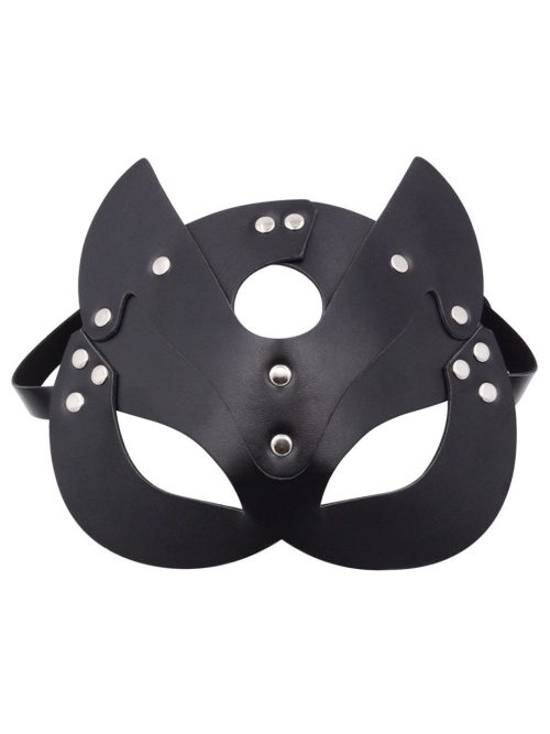 Leather fox mask featuring intricate details and a playful design