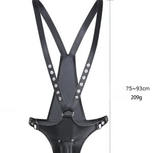 Black bondage pants featuring a provocative design with a focus on a bold and edgy aesthetic
