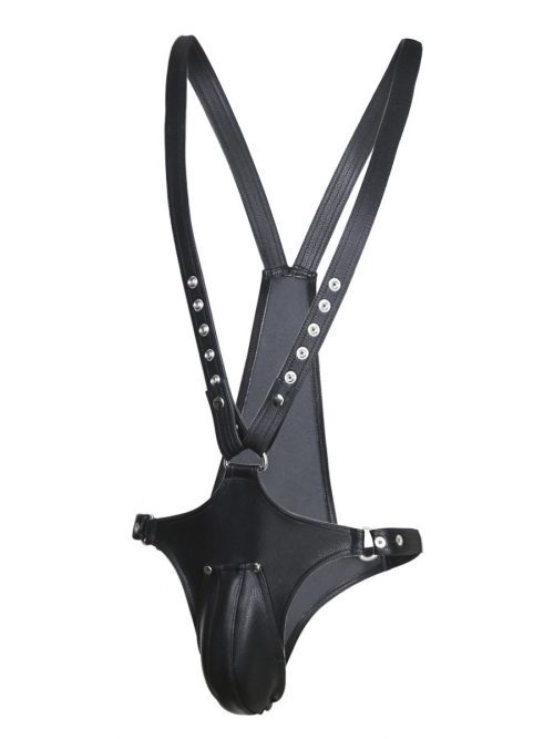 Black bondage pants featuring a provocative design with a focus on a bold and edgy aesthetic