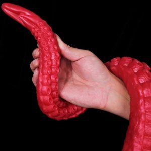 A red tentacle-shaped anal plug designed for enhanced pleasure and exploration